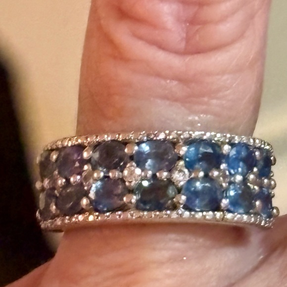 Kanchanaburi Blue Sapphire Zircon Ring in Platinum Over Sterling Silver 3.50 ctw - Picture 11 of 11